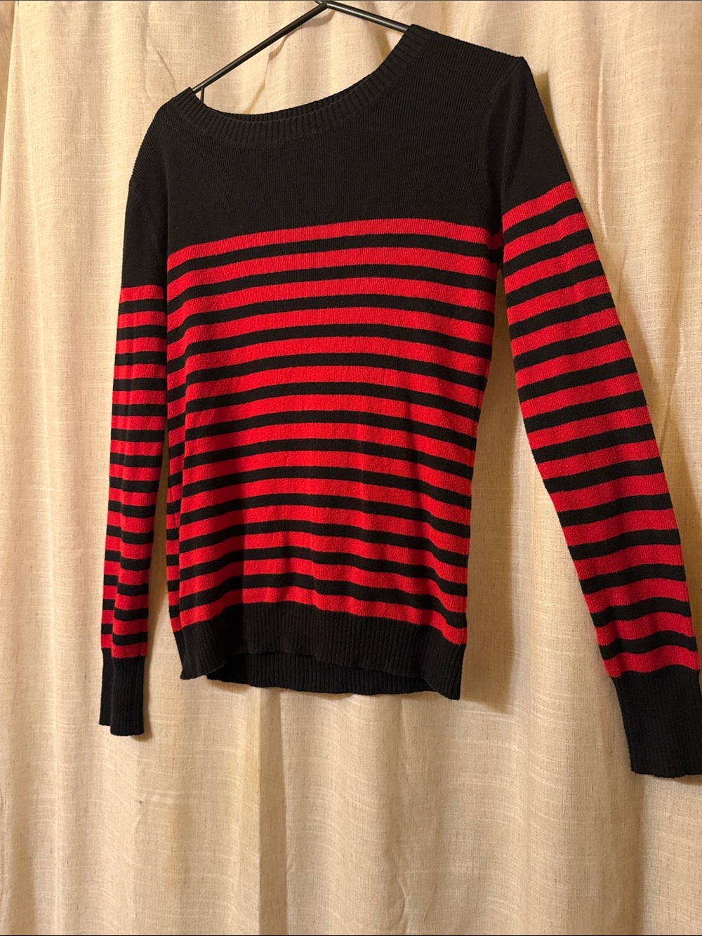 Black & Red Striped Women’s Sweater - Classic Boatneck